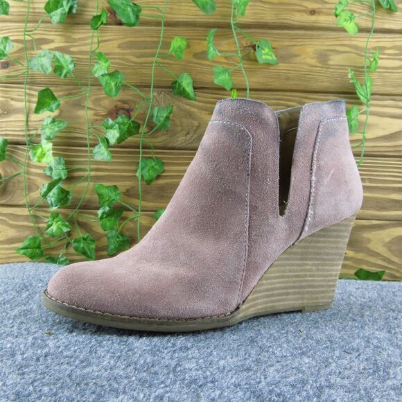 Lucky‎ Brand Yabba Women Ankle Boots Pink Leather Pull On Size 7.5 Medium - Picture 1 of 11